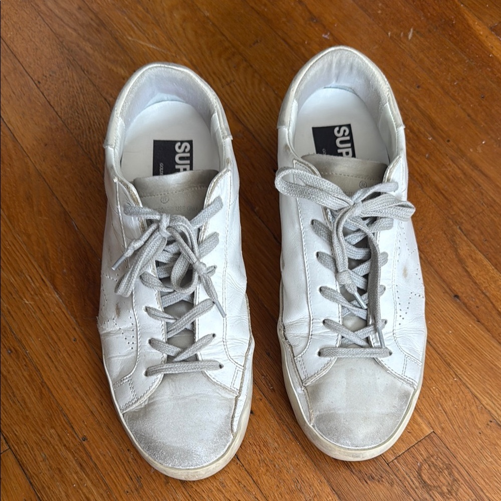 Golden Goose White and Gray Sneakers